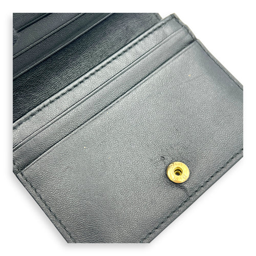 Gardenia Black Wallet in Lambskin, Gold hardware