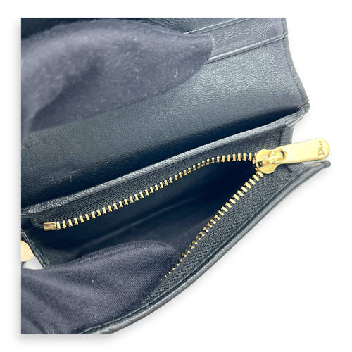 Gardenia Black Wallet in Lambskin, Gold hardware