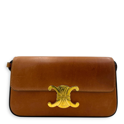 Claude Triomphe Shoulder Bag Brown in Calfskin, Gold hardware