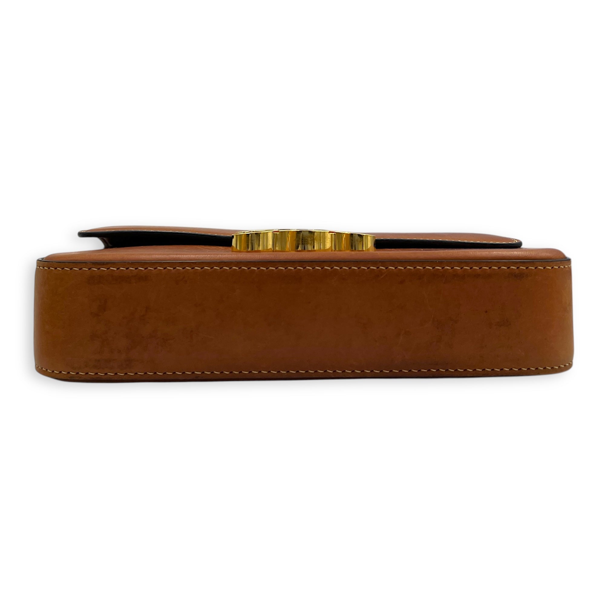 Claude Triomphe Shoulder Bag Brown in Calfskin, Gold hardware