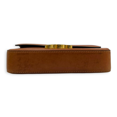Claude Triomphe Shoulder Bag Brown in Calfskin, Gold hardware