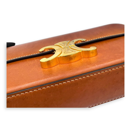 Claude Triomphe Shoulder Bag Brown in Calfskin, Gold hardware