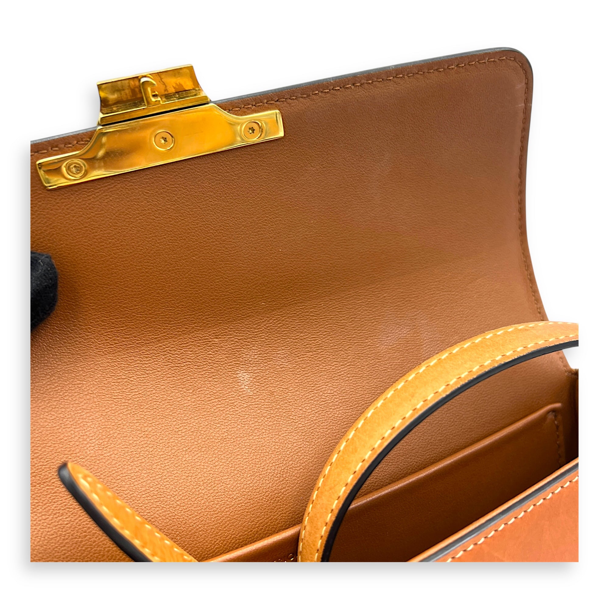Claude Triomphe Shoulder Bag Brown in Calfskin, Gold hardware