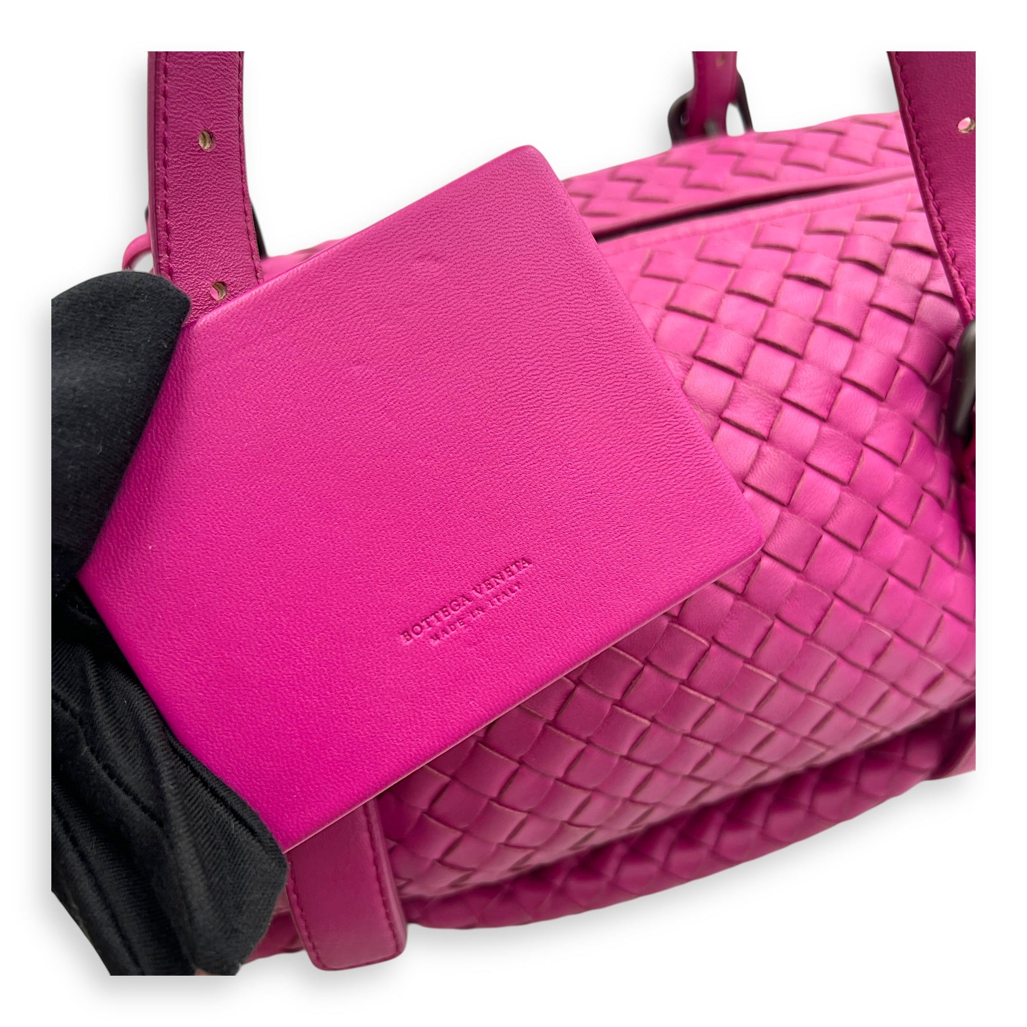 Intrecciato Boston Pink in Nappa Leather, Gunmetal hardware