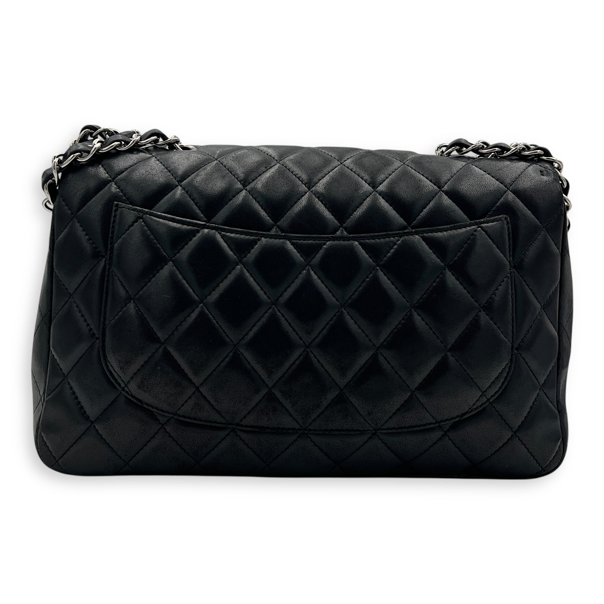 Classic Shoulder Bag Jumbo Black in Lambskin, Silver hardware