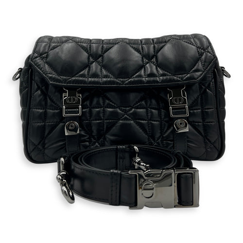 Diorcamp Crossbody Bag Black in Calfskin, Gunmetal hardware