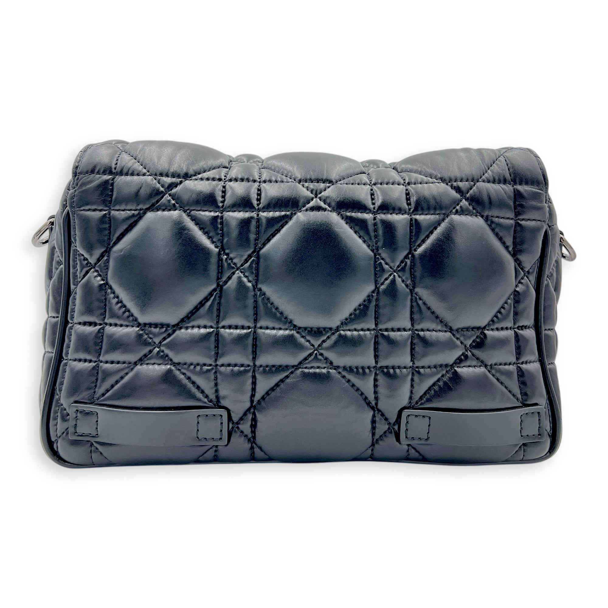 Diorcamp Crossbody Bag Black in Calfskin, Gunmetal hardware