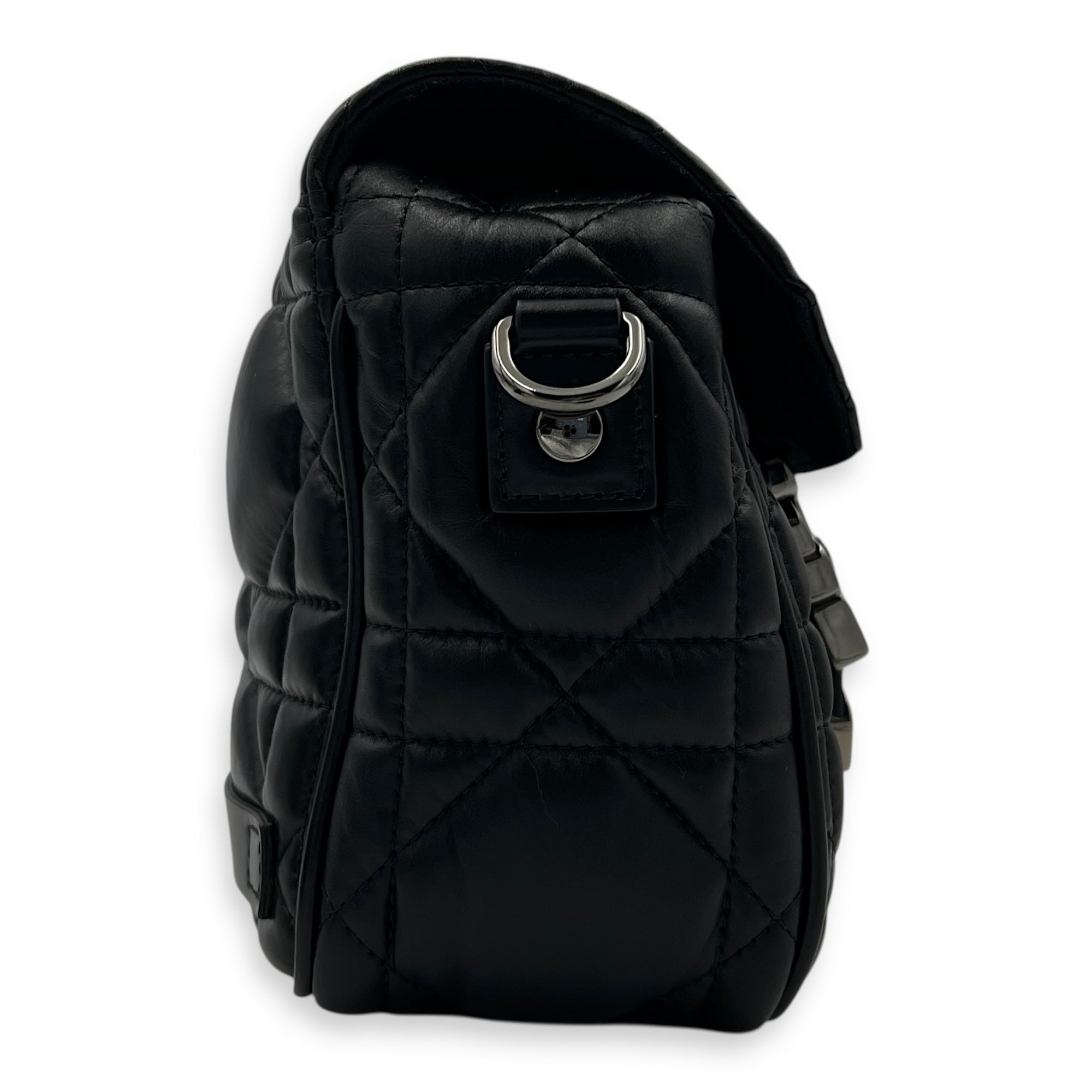 Diorcamp Crossbody Bag Black in Calfskin, Gunmetal hardware