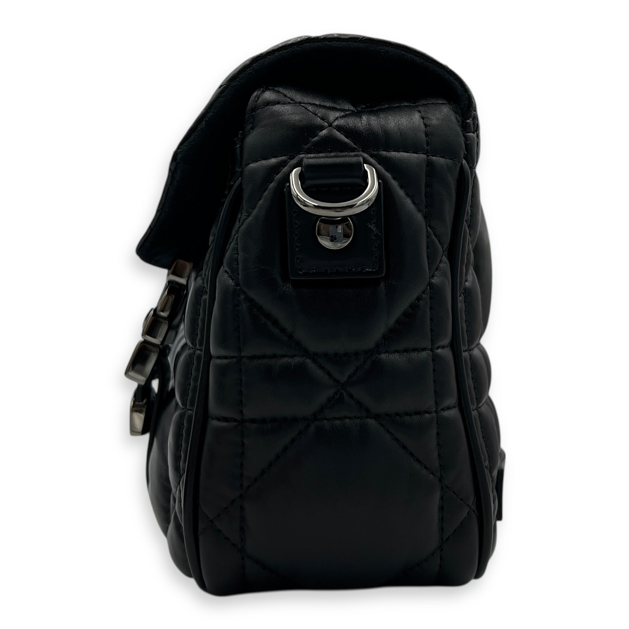 Diorcamp Crossbody Bag Black in Calfskin, Gunmetal hardware