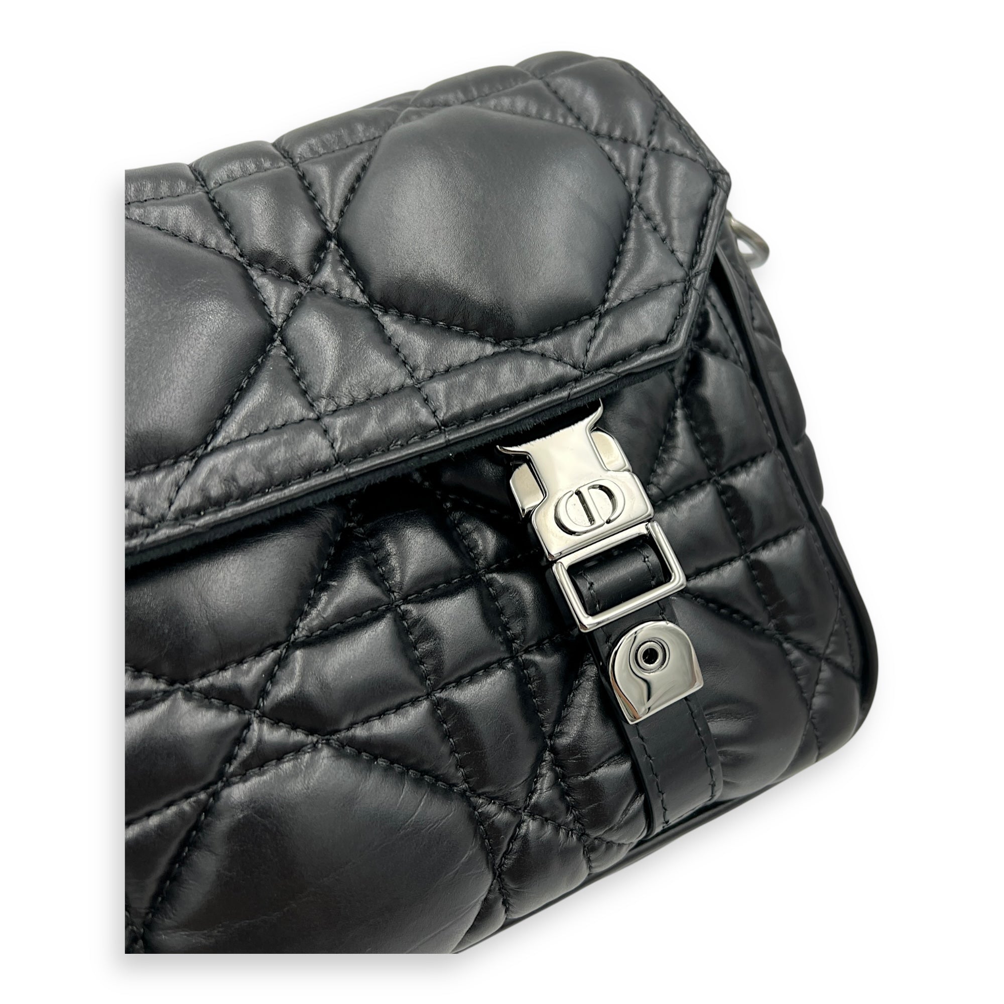 Diorcamp Crossbody Bag Black in Calfskin, Gunmetal hardware