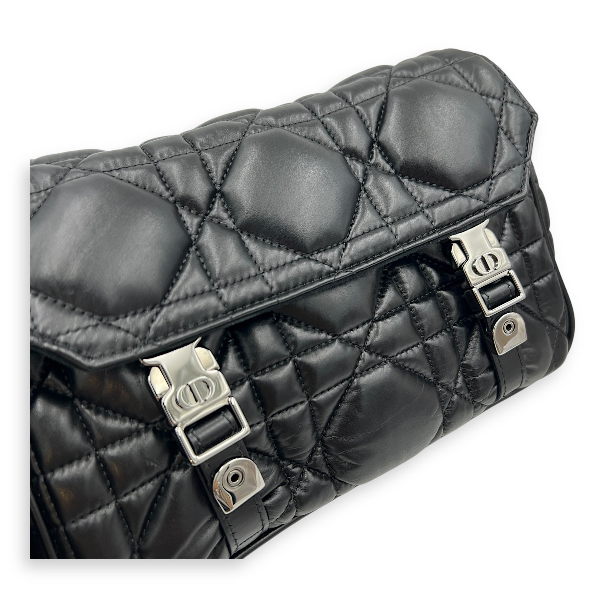 Diorcamp Crossbody Bag Black in Calfskin, Gunmetal hardware