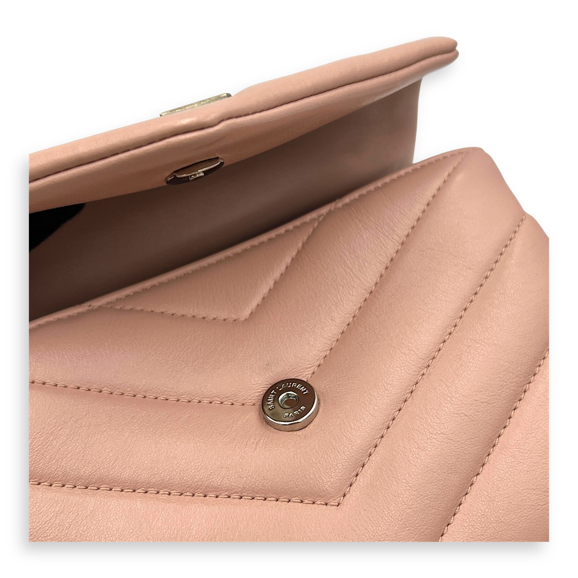 Loulou Shoulder Bag Pink in Lambskin, Silver hardware