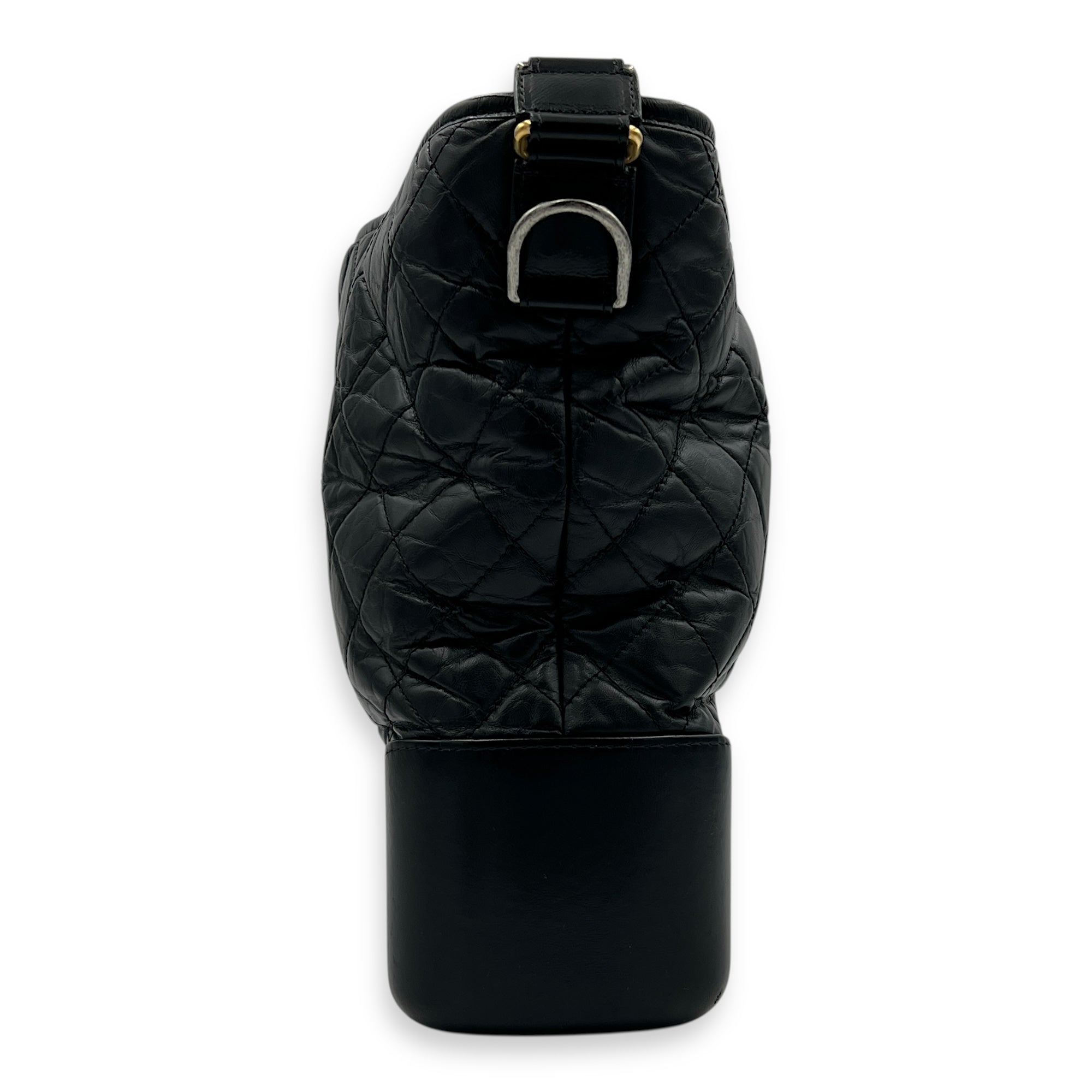 Gabrielle Shoulder Bag Black in Calfskin, Mixed hardware