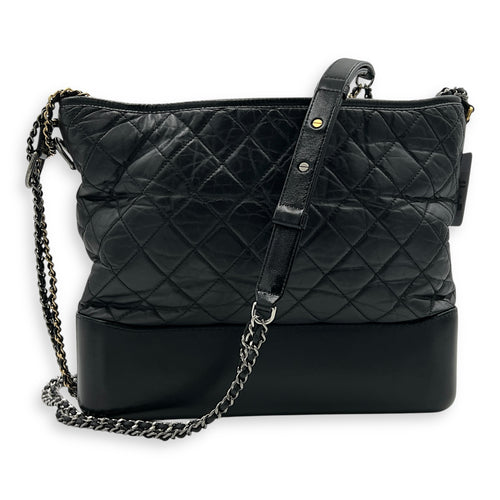 Gabrielle Shoulder Bag Black in Calfskin, Mixed hardware