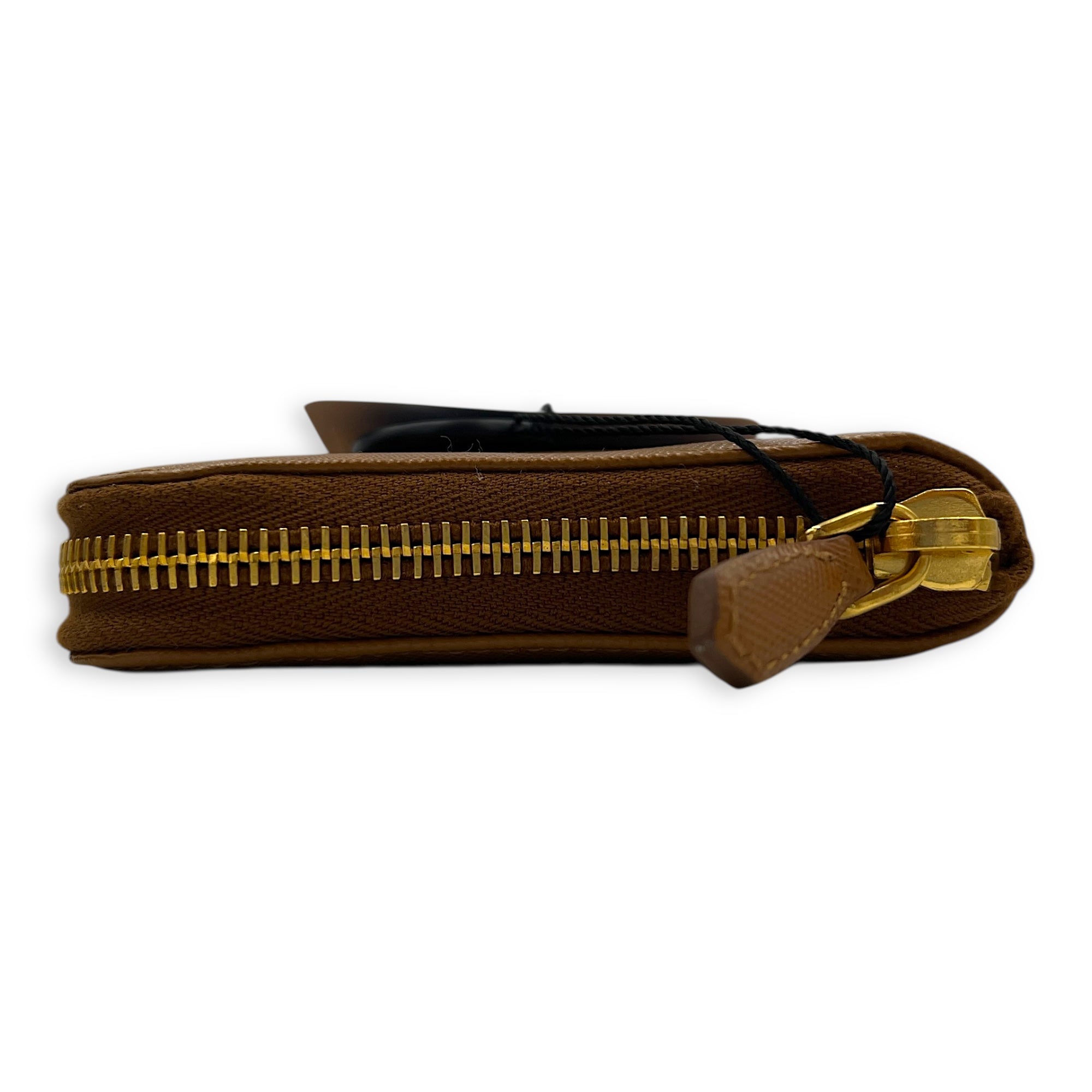 Saffiano Wallet Brown in Saffiano Leather, Gold hardware