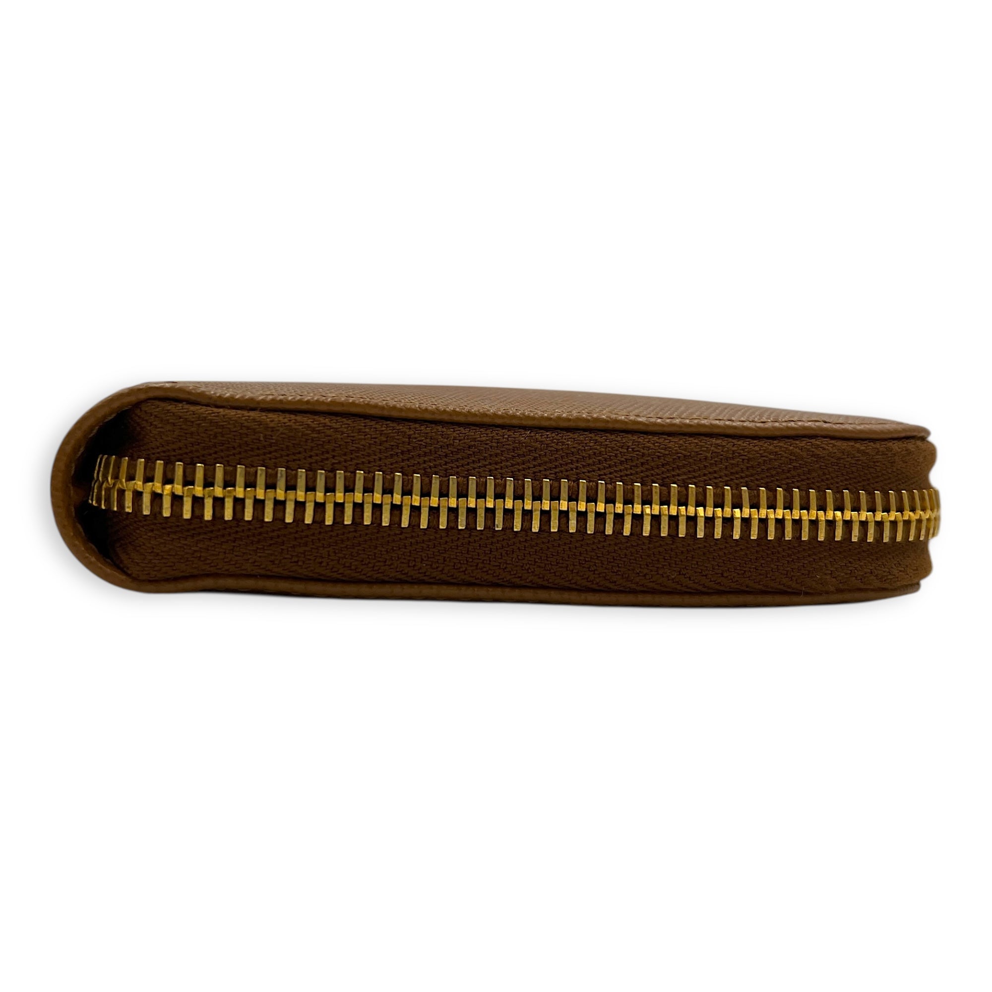 Saffiano Wallet Brown in Saffiano Leather, Gold hardware