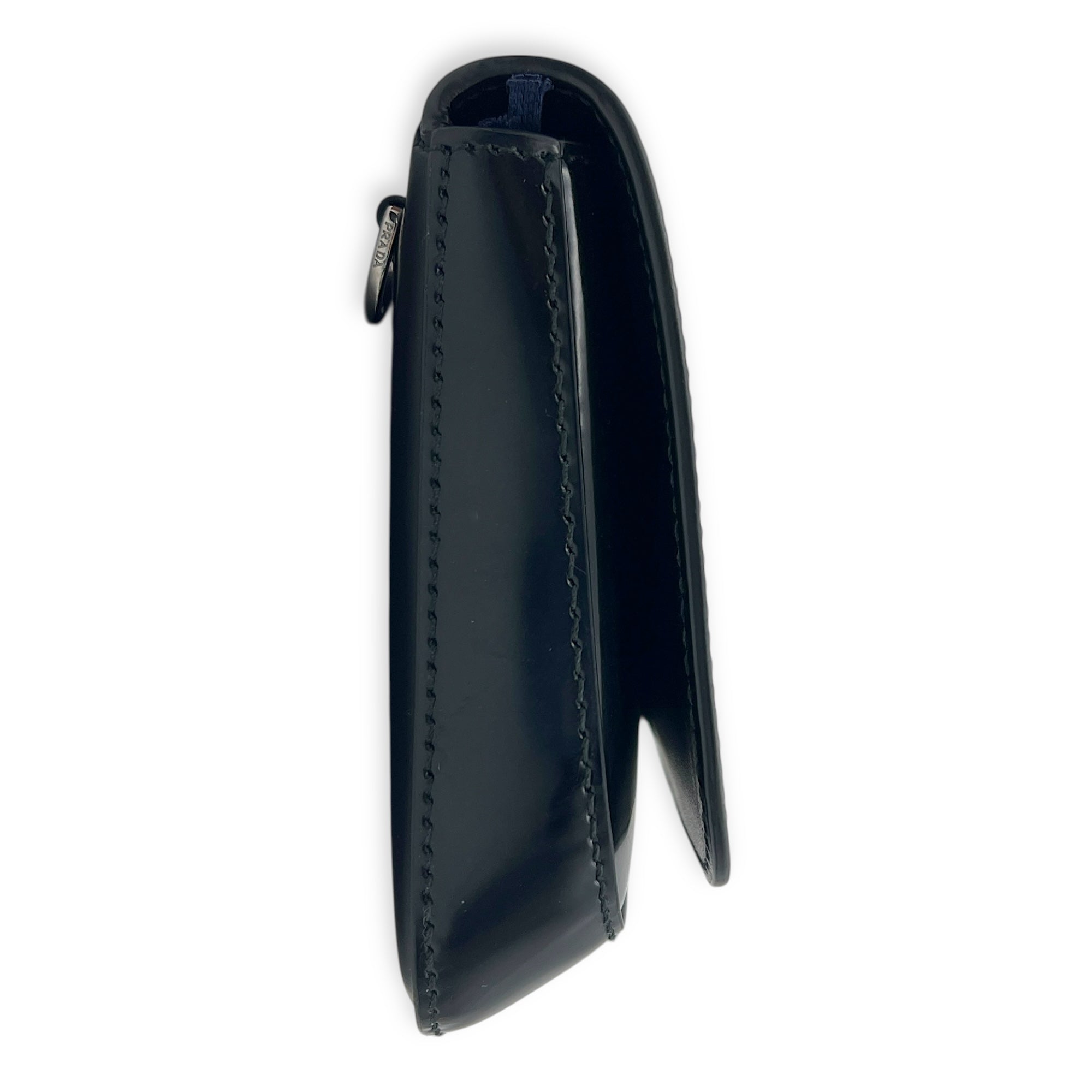 Logo Black Crossbody Bag in Box Calfskin, Silver hardware