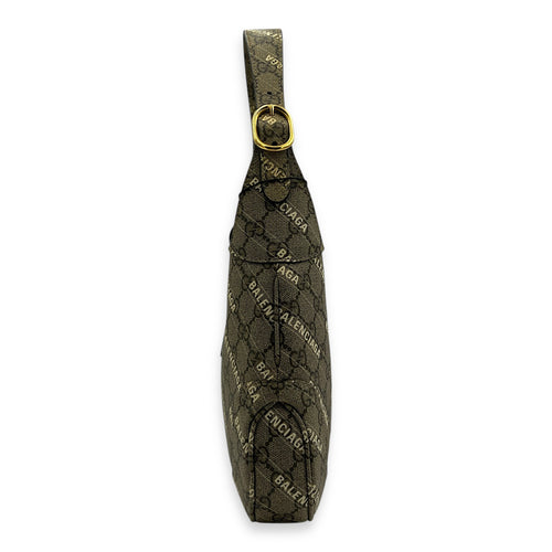Jackie 1961 Grey Shoulder Bag in Coated Canvas, Gold hardware