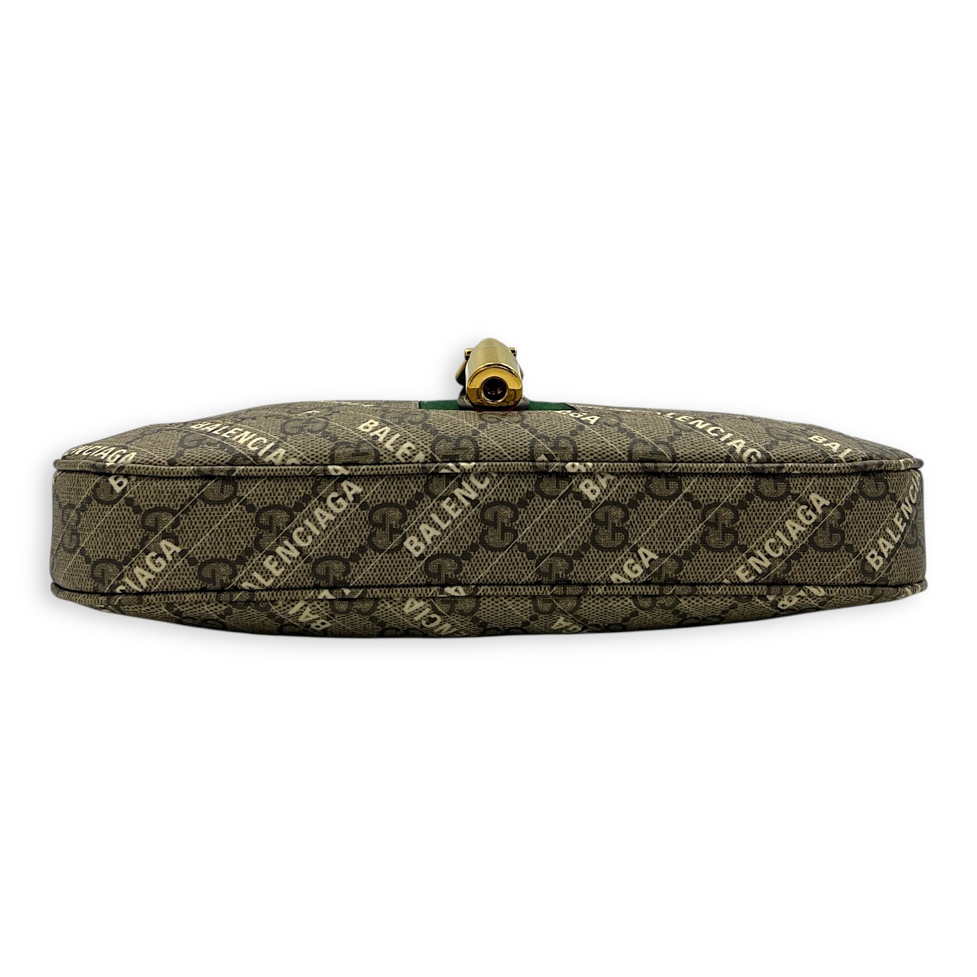 Jackie 1961 Grey Shoulder Bag in Coated Canvas, Gold hardware