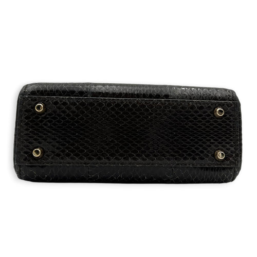 Lady Dior Top Handle Bag Mini Grey in Python Leather, Gold hardware