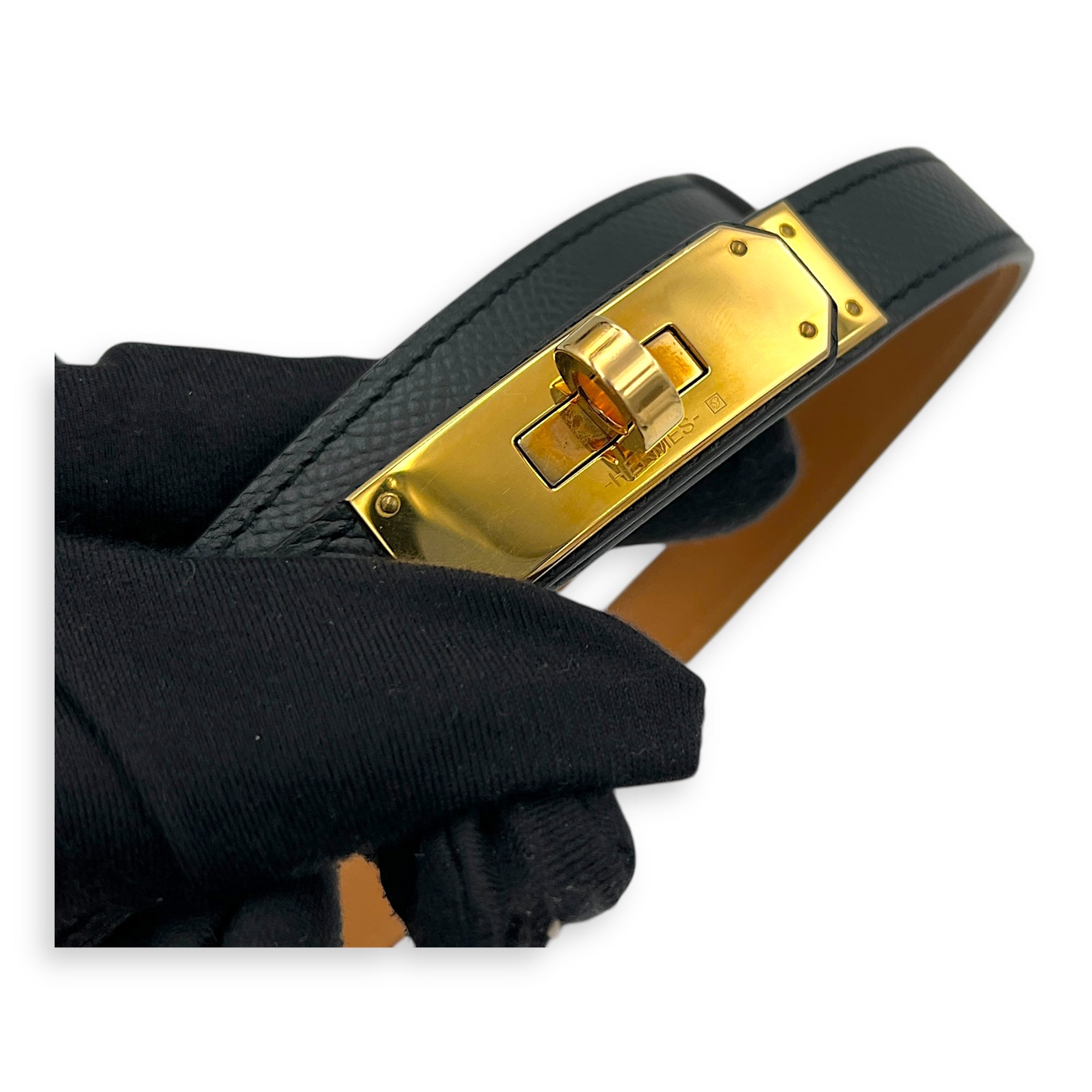 Kelly Black in Epsom, Gold hardware