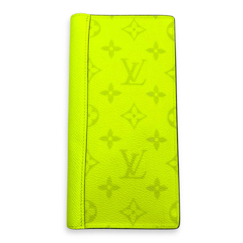 Brazza Neon Yellow Taigarama Wallet in Coated Canvas, Silver hardware