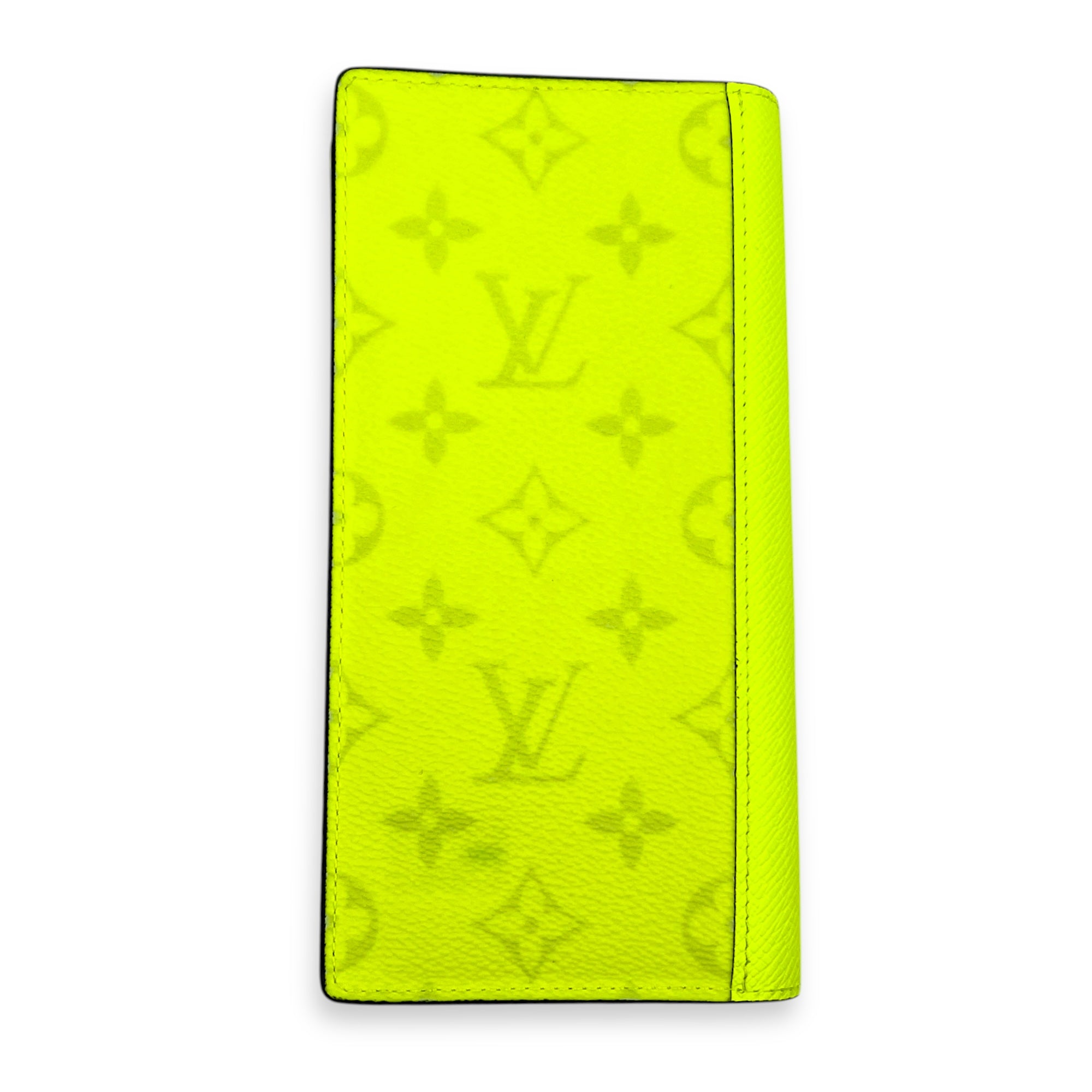 Brazza Neon Yellow Taigarama Wallet in Coated Canvas, Silver hardware
