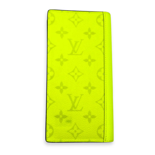 Brazza Neon Yellow Taigarama Wallet in Coated Canvas, Silver hardware