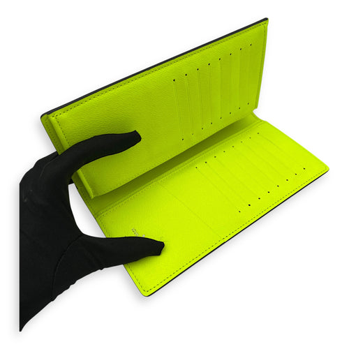 Brazza Neon Yellow Taigarama Wallet in Coated Canvas, Silver hardware