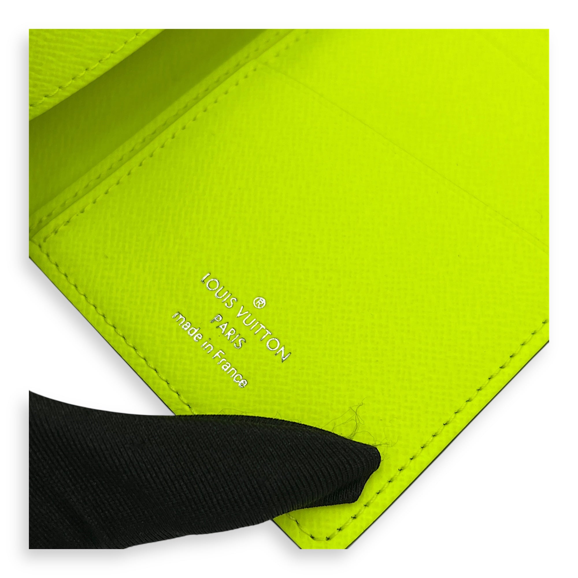 Brazza Neon Yellow Taigarama Wallet in Coated Canvas, Silver hardware