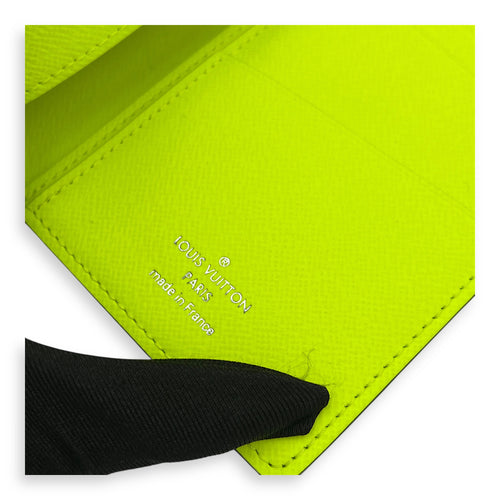 Brazza Neon Yellow Taigarama Wallet in Coated Canvas, Silver hardware