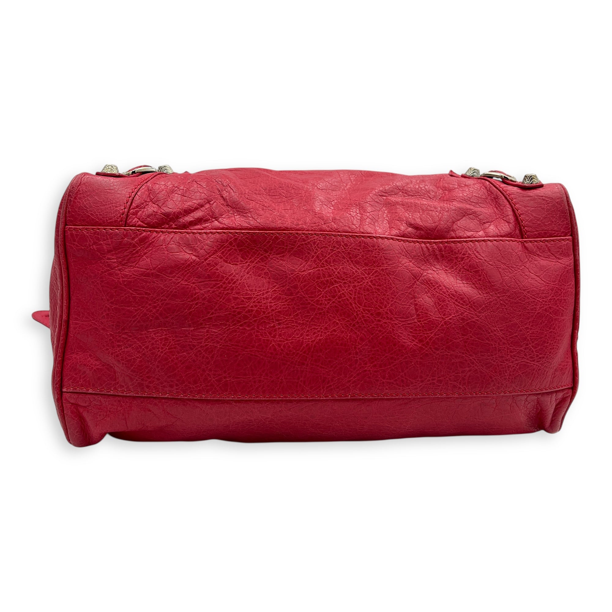 Velo Red Top Handle Bag in Calfskin, Silver hardware