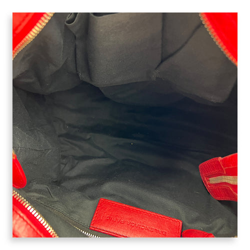 Velo Red Top Handle Bag in Calfskin, Silver hardware