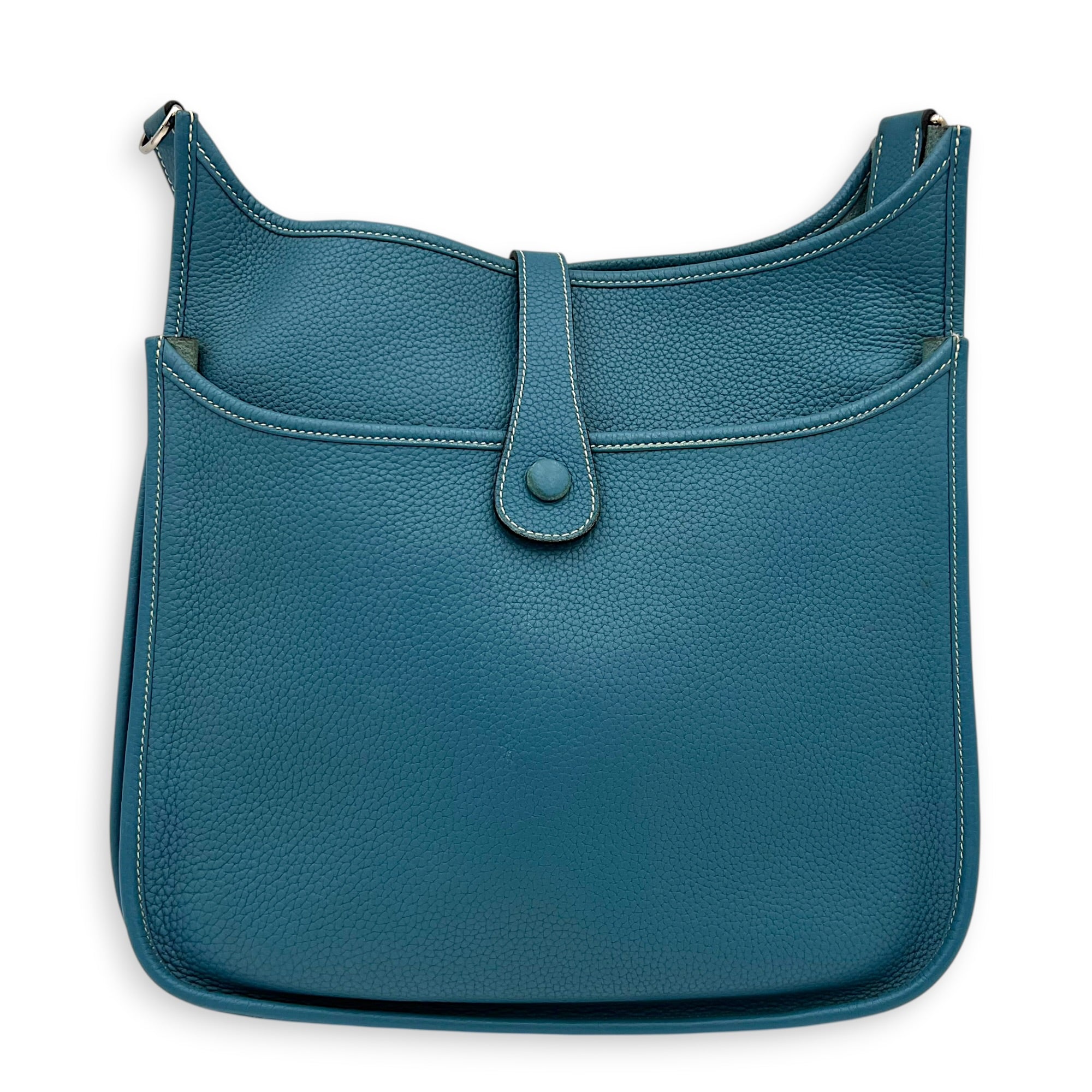 Evelyne III Blue Shoulder Bag in Clemence, Silver hardware
