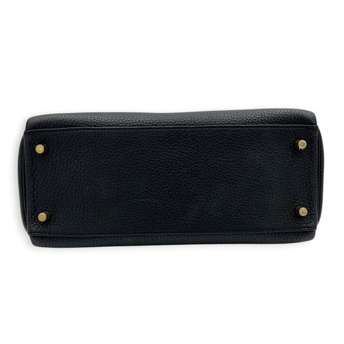 Kelly 28 Noir Top Handle Bag in Togo, Gold hardware