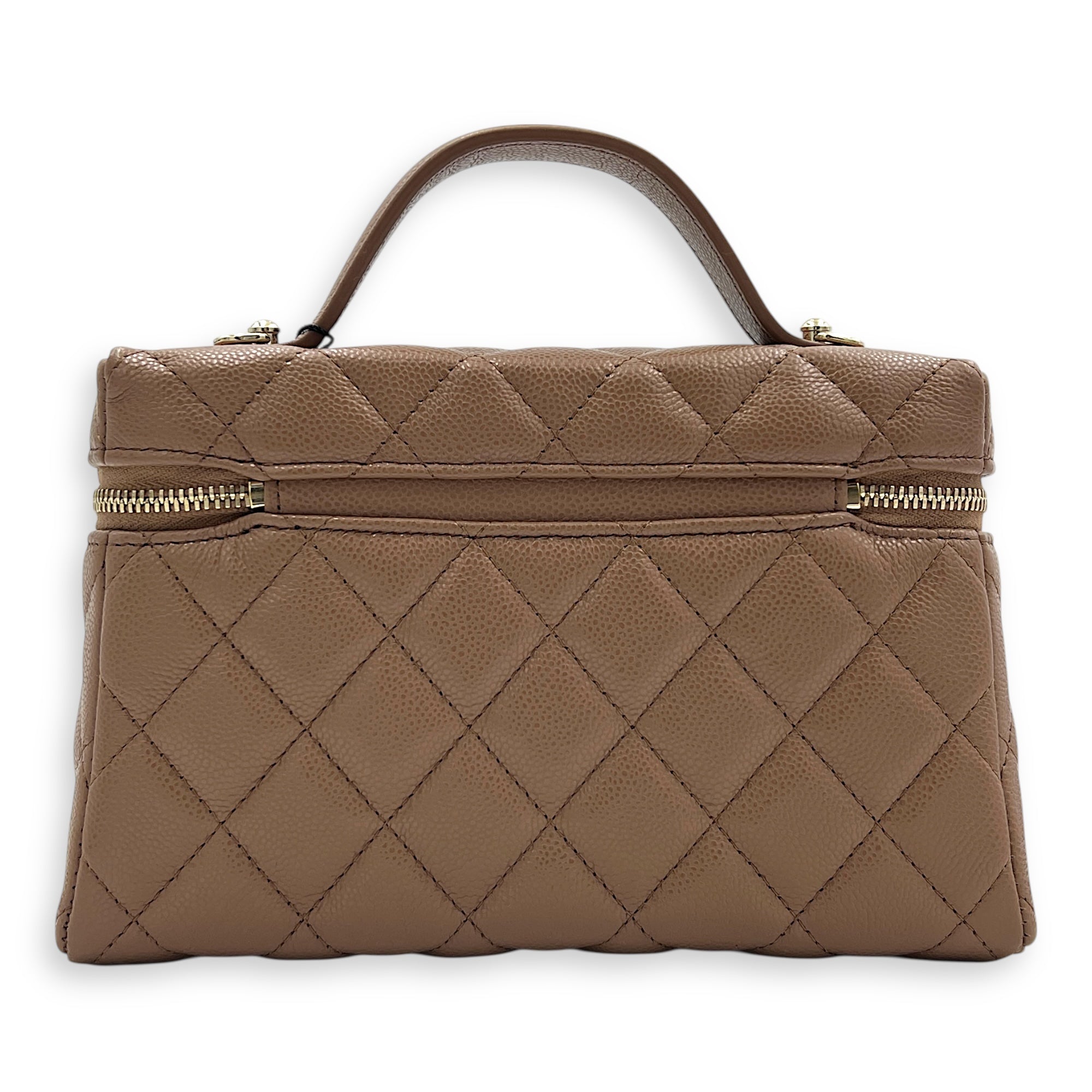 26S CC Vanity Bag Brown in Caviar Leather, Gold hardware