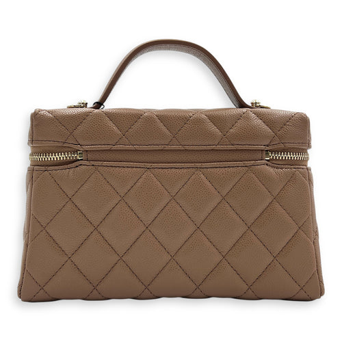 26S CC Vanity Bag Brown in Caviar Leather, Gold hardware