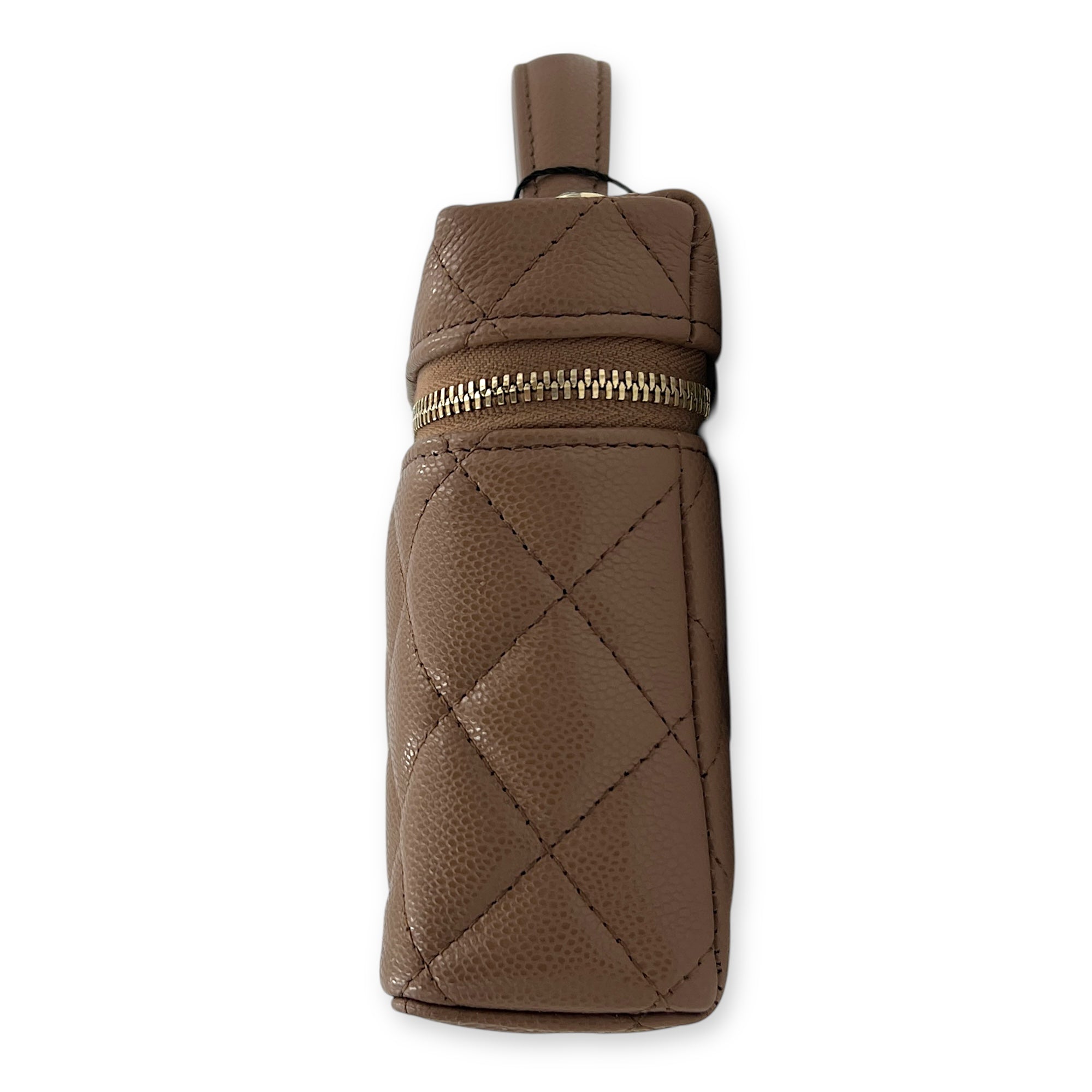 26S CC Vanity Bag Brown in Caviar Leather, Gold hardware