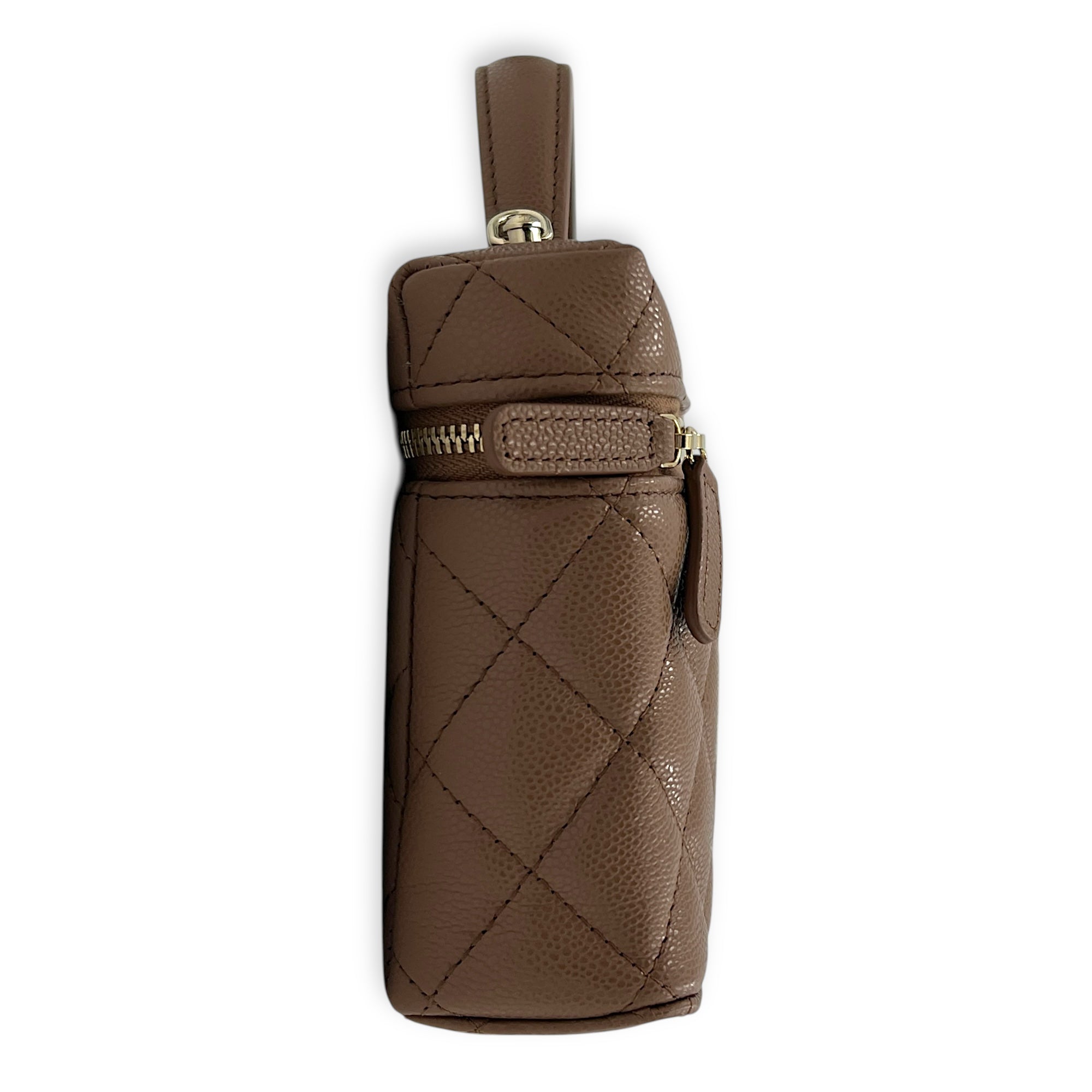 26S CC Vanity Bag Brown in Caviar Leather, Gold hardware