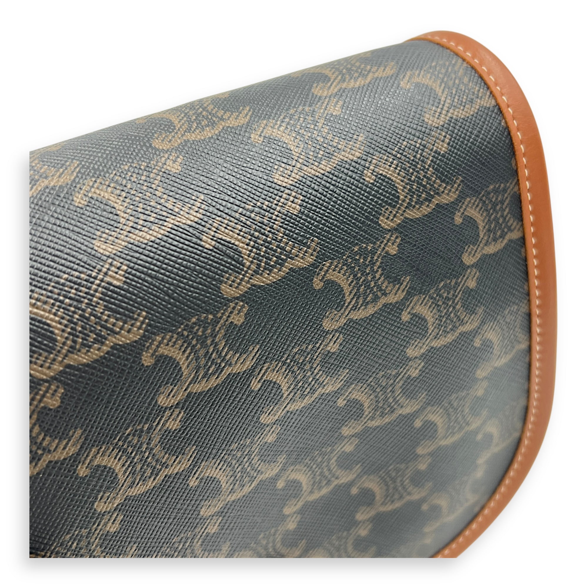 Folco Brown Crossbody Bag in Coated Canvas, Brushed Palladium hardware