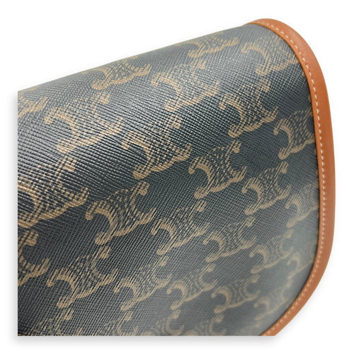 Folco Brown Crossbody Bag in Coated Canvas, Brushed Palladium hardware