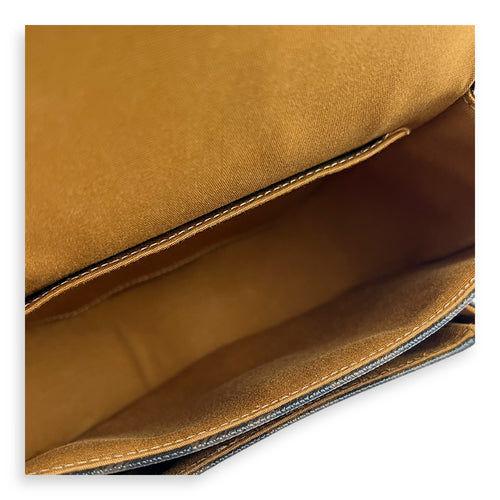 Folco Brown Crossbody Bag in Coated Canvas, Brushed Palladium hardware