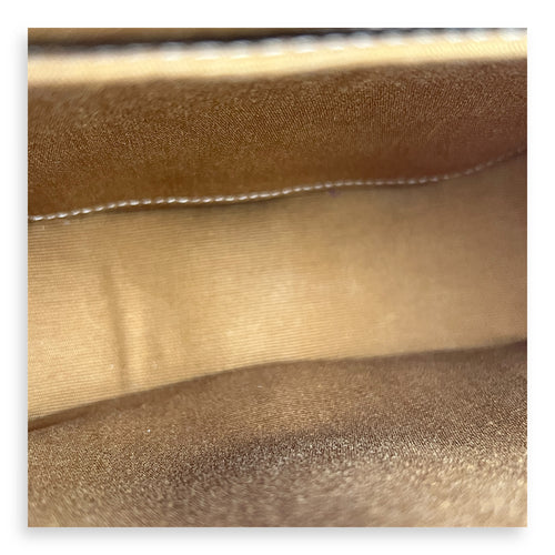 Folco Brown Crossbody Bag in Coated Canvas, Brushed Palladium hardware