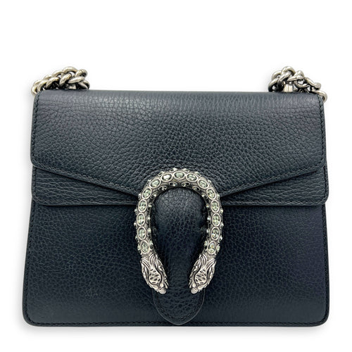 Dionysus Shoulder Bag Mini Black in Calfskin, Silver hardware