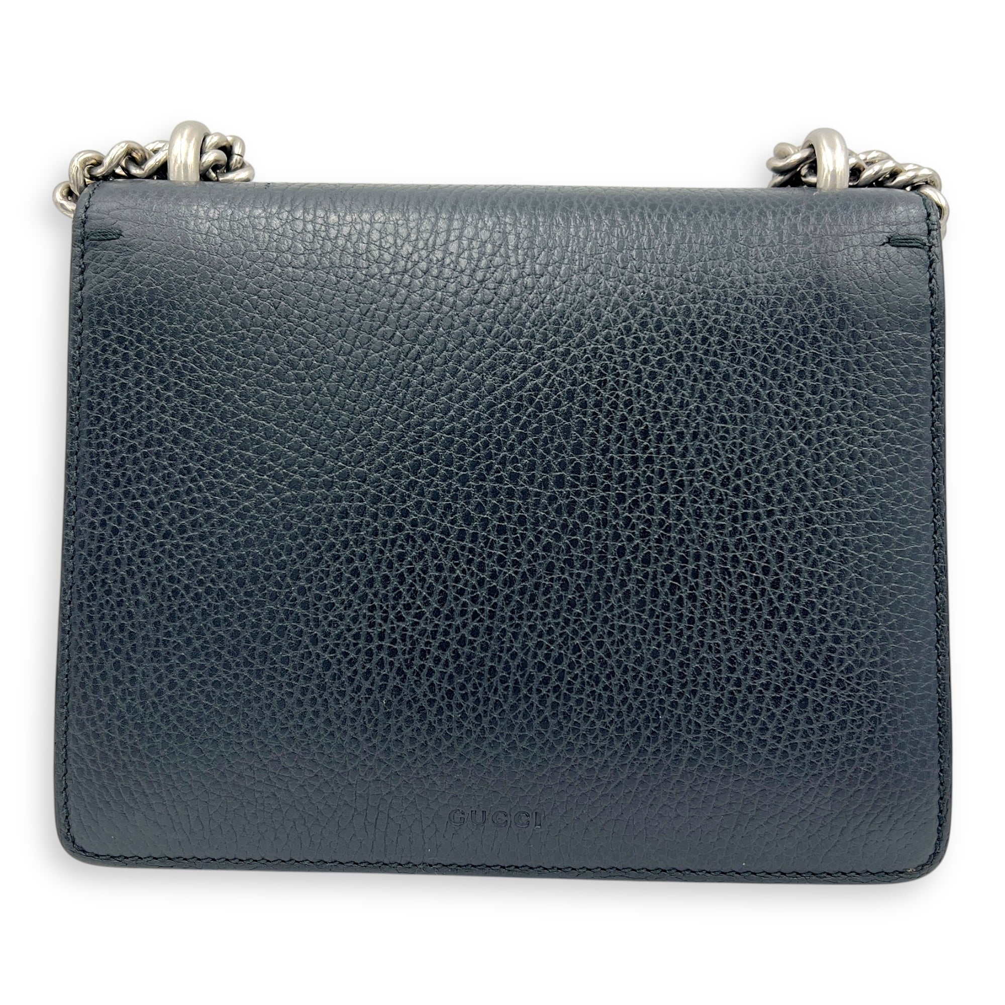 Dionysus Shoulder Bag Mini Black in Calfskin, Silver hardware
