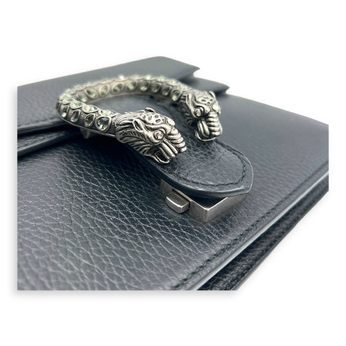 Dionysus Shoulder Bag Mini Black in Calfskin, Silver hardware