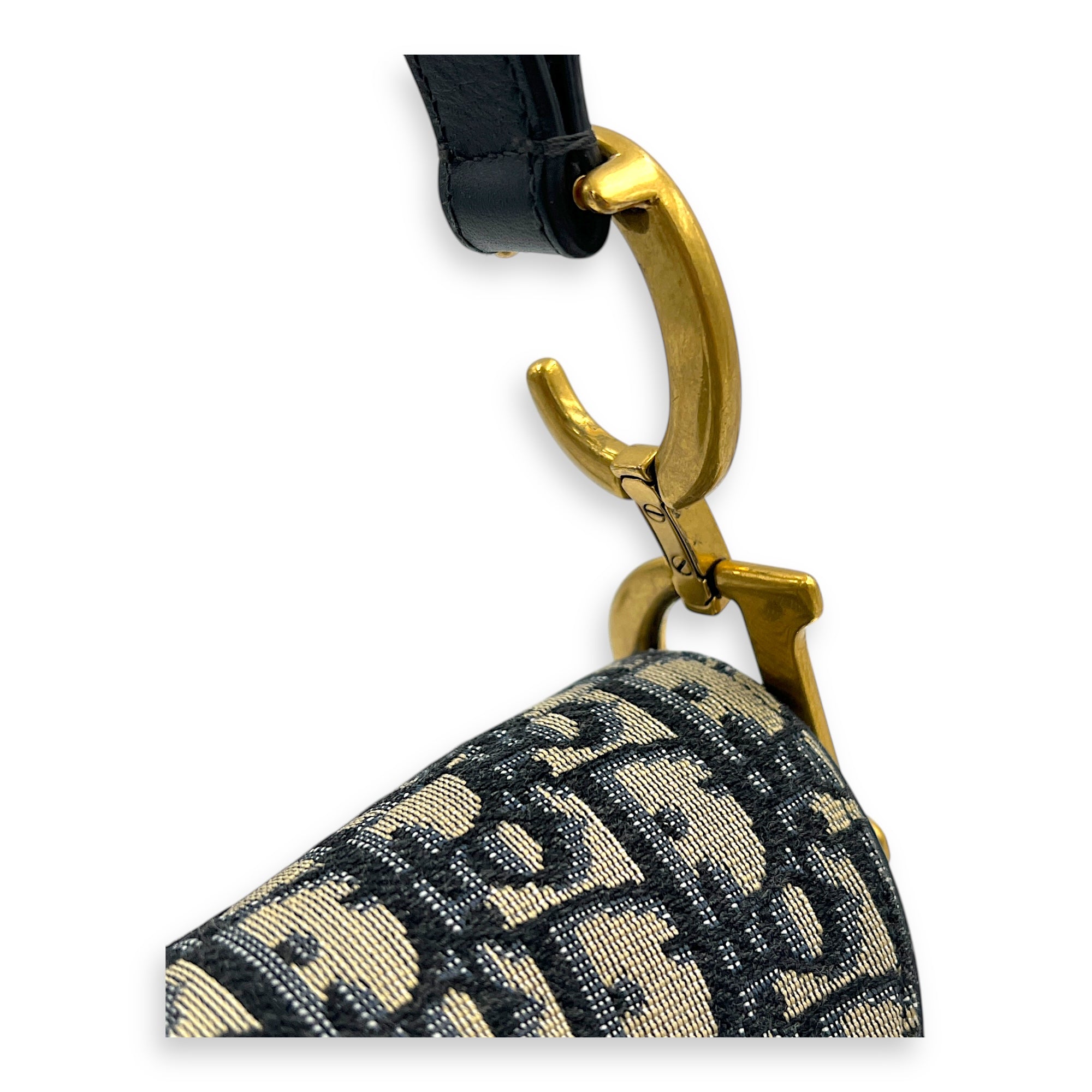 Saddle Shoulder Bag Blue in Canvas, Gold hardware