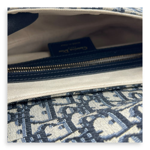 Saddle Shoulder Bag Blue in Canvas, Gold hardware