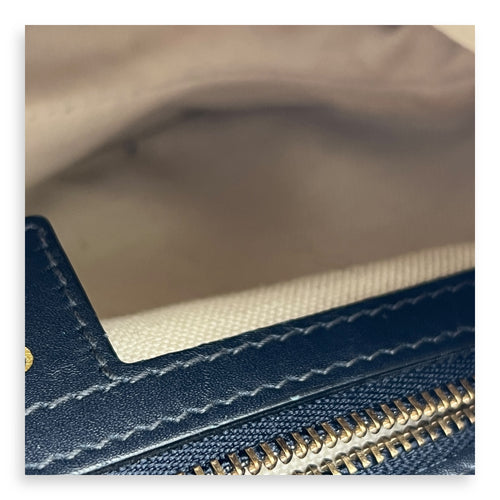 Saddle Shoulder Bag Blue in Canvas, Gold hardware
