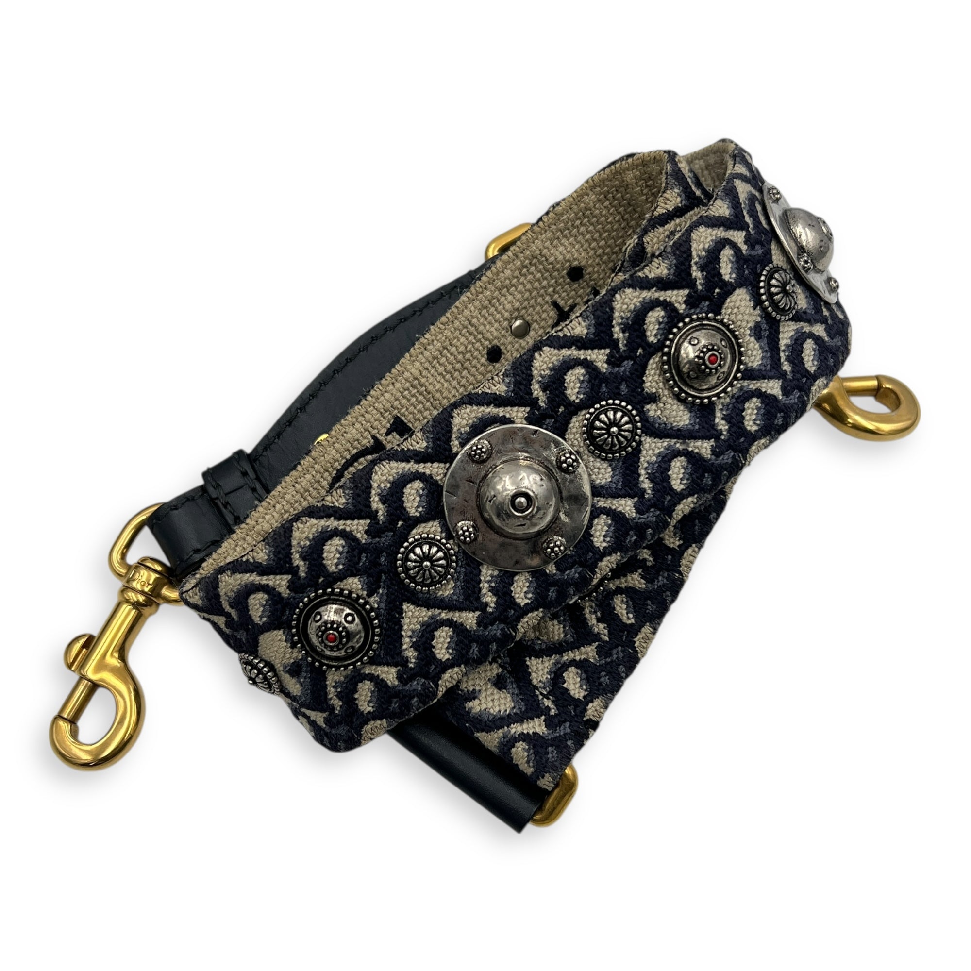 Saddle Mini Blue Shoulder Bag in Canvas, Gold hardware